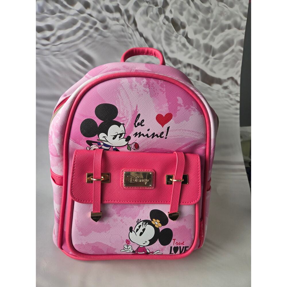 Disney Mickey and Minnie Mouse 11-inch Vegan Leather Mini Backpack